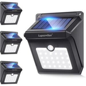 Solar Motion Sensor Lights Outdoor Waterproof Security Wall Lights 4 Pack